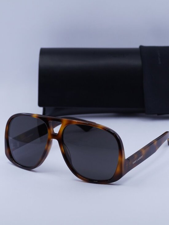 Saint Laurent SL652 SOLACE 003 Aviator Sunglasses - Havana / Grey main image 11